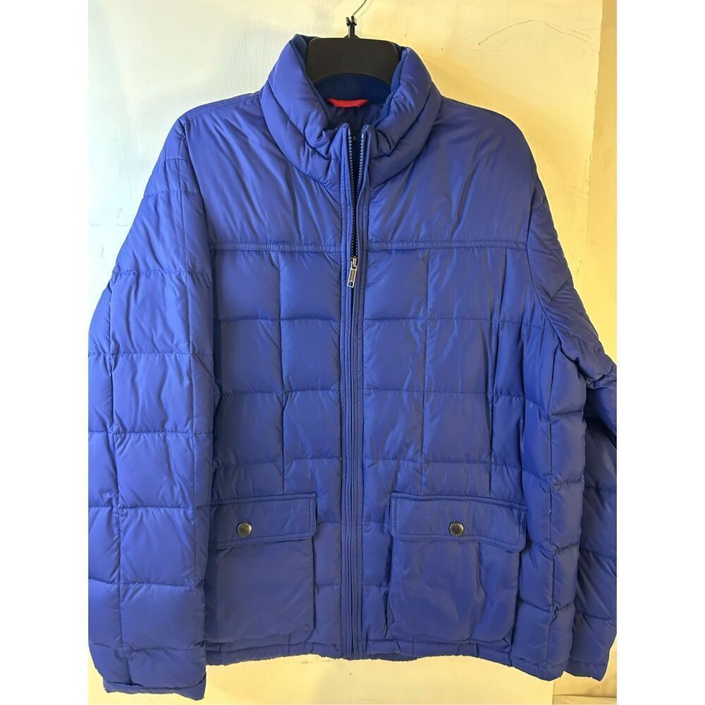 Lands‎ end men’s puffer jacket blue large 42-44 cargo pockets 100 nylon rn#62830
